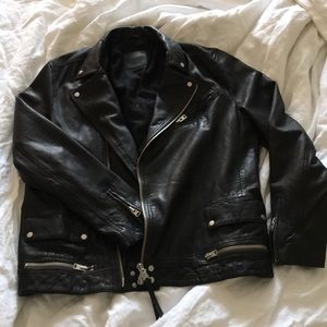 All saints xxl black leather jacket never worn